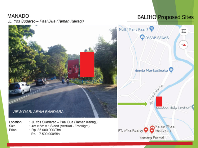 MANADO : JL. Yos Sudarso – Paal Dua (Taman Kairagi)