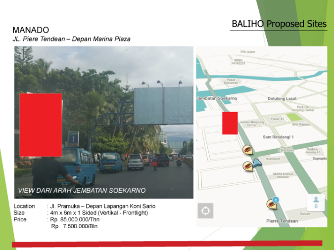 MANADO : JL. Piere Tendean – Depan Maria Plaza