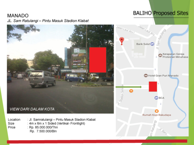 MANADO : JL. Sam Ratulangi – Pintu Masuk Stadion Klabat